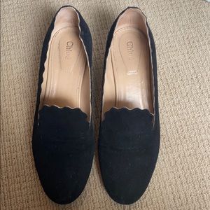 Chloe black suede loafer heel